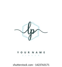 Initial LP handwriting logo template vector