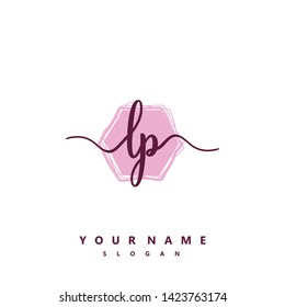 Initial LP handwriting logo template vector