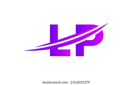 Logotipo inicial de la letra LP con plantilla de vectores gráficos de diseño Swoosh para identidad de empresa y empresa.