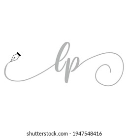 Moda comercial de escritura a mano del logotipo de LP inicial