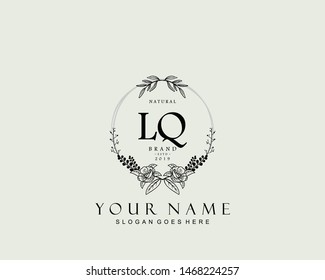 Initial LQ beauty monogram and elegant logo design, handwriting logo of initial signature, wedding, fashion, floral and botanical with creative template.