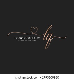 Monograma inicial de belleza LQ y diseño elegante de logotipo, logotipo de escritura a mano de firma inicial, boda, moda, floral y botánica con plantilla creativa.