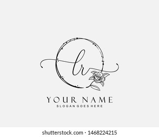 Initial LR beauty monogram and elegant logo design, handwriting logo of initial signature, wedding, fashion, floral and botanical with creative template.