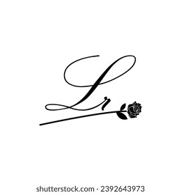 Initial LR handwriting flower typography ornament modern