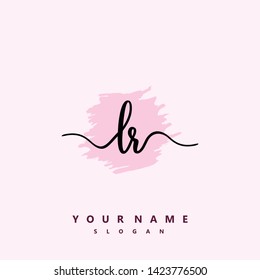 Initial LR handwriting logo template vector