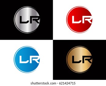 initial Lr letter logo red and blue gold silver 

