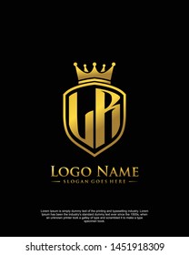 initial LR letter with shield style logo template vector