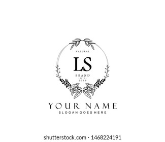 Initial LS beauty monogram and elegant logo design, handwriting logo of initial signature, wedding, fashion, floral and botanical with creative template.