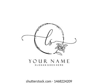 Initial LS beauty monogram and elegant logo design, handwriting logo of initial signature, wedding, fashion, floral and botanical with creative template.