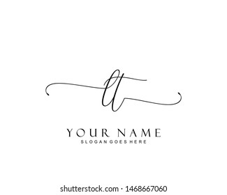 Initial LT beauty monogram and elegant logo design, handwriting logo of initial signature, wedding, fashion, floral and botanical with creative template.