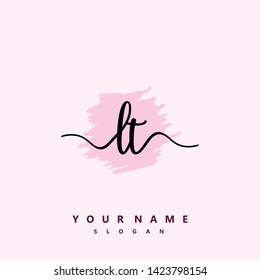 Initial LT handwriting logo template vector