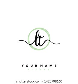 Initial LT handwriting logo template vector