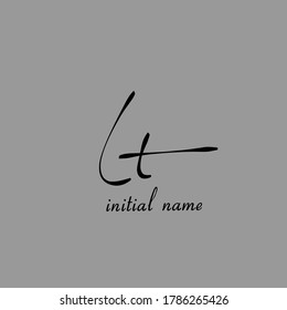 Initial Lt handwriting logo template vector