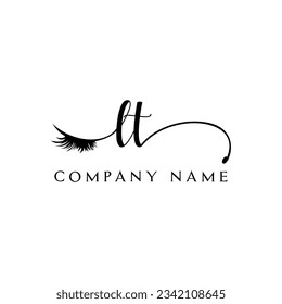 initial LT Logo lash logo eyelash vector modern symbols makeup