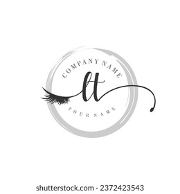 Initial LT monogram eye and eyelash handwriting