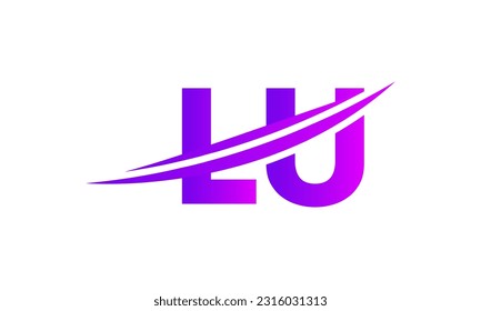 Initial LU letter Logo With Swoosh Design Graphic Vector Template for Business and Company Identity.