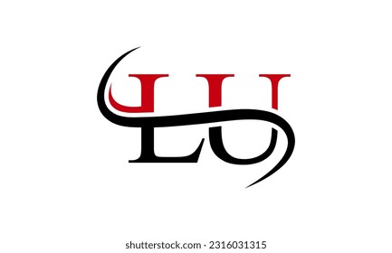 Erstmaliges Logo für LU-Buchstaben mit Swoosh Design Grafik-Vektorvorlage für Unternehmens- und Unternehmensidentität.
