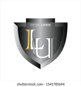 Initial LU, UL letter logo shield 