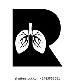 Initial lungs Logo combine with letter R vector template
