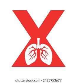 Initial lungs Logo combine with letter X vector template