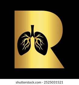 Initial Lungs Logo kombinieren mit Buchstabe R Vektor Vorlage
