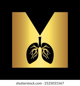 Initial Lungs Logo combine with letter M vector template

