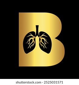 Initial Lungs Logo combine with letter B vector template
