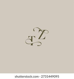 initial in luxurious logomark concept TZ wedding monogram logo letter feminine elegant style design
