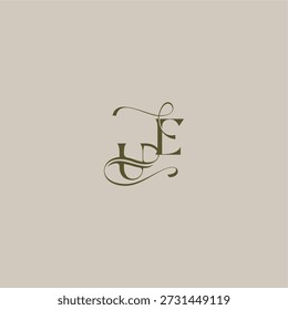initial in luxuriösem logomark konzept UE hochzeit monogramm logo buchstabe feminin eleganten stil design