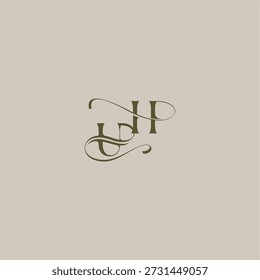 initial in luxurious logomark concept UH wedding monogram logo letter feminine elegant style design