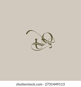 initial in luxurious logomark concept UQ wedding monogram logo letter feminine elegant style design