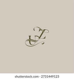 initial in luxurious logomark concept UZ wedding monogram logo letter feminine elegant style design