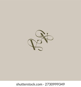 initial in luxurious logomark concept VN wedding monogram logo letter feminine elegant style design