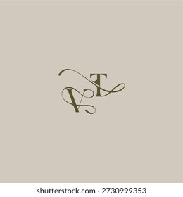 anfänglich in luxuriösem logomark konzept VT hochzeit monogramm logo buchstabe feminin eleganten stil design