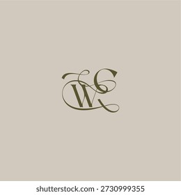 anfänglich in luxuriösem logomark konzept WC hochzeit monogramm logo buchstabe feminin eleganten stil design