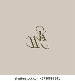 anfänglich in luxuriösem logomark Konzept WK Hochzeit Monogramm Logo Brief feminin eleganten Stil Design