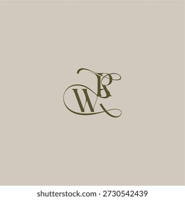 inicial en concepto de logotipo de lujo WR monograma de la boda de la letra de la insignia de estilo elegante femenino
