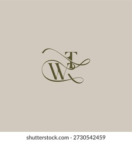 anfänglich in luxuriösen logomark Konzept WT Hochzeit Monogramm Logo Brief feminin eleganten Stil Design