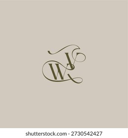 anfänglich in luxuriösem logomark konzept WV hochzeit monogramm logo buchstabe feminin eleganten stil design