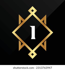 I Initial luxury gold Letter Type Logo Sign Symbol Icon Simple Elegance