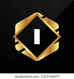 I Initial luxury gold Letter Type Logo Sign Symbol Icon Simple Elegance