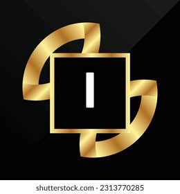 I Initial luxury gold Letter Type Logo Sign Symbol Icon Simple Elegance