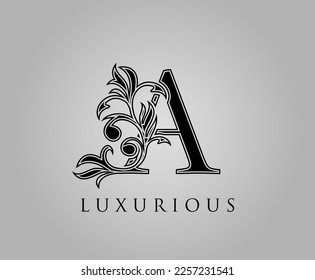 Initial A Luxury Logo Icon. Classic Floral A Letter Logo Design Vector.	