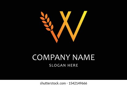 Initial Luxury logo Letter W Branding Identity Corporate vector logo design wheat template - Vector 