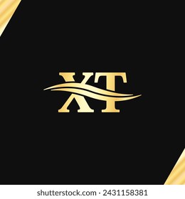 Logo inicial de lujo X T Letter, vector tipográfico de creativo nombre inicial serif diseños de fuentes.