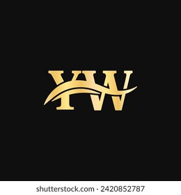 Initial luxury Logo Y.W Letter, typography vector of creative initial name Elegant design.