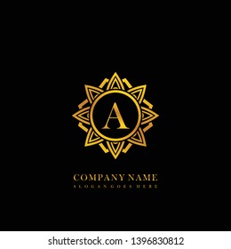 Initial A with luxury mandala template logo