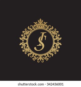IS initial luxury ornament monogram logo