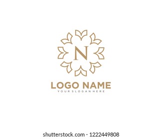Initial luxury vector logo design template letter N