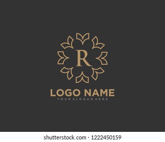 Initial luxury vector logo design template letter R